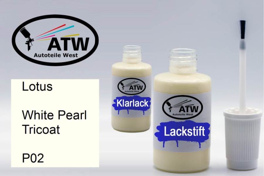 Lotus, White Pearl Tricoat, P02: 20ml Lackstift + 20ml Klarlack - Set, von ATW Autoteile West.